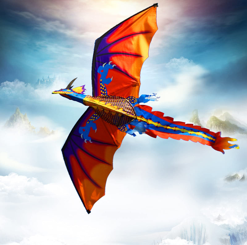 [Australia - AusPower] - HENGDA KITE-Upgrade Classical Dragon Kite Stereoscopic Dragon Kites for Kids & Adults Easy to Fly for Beginner Easter 55inch x 62inch Single Line with Tail 