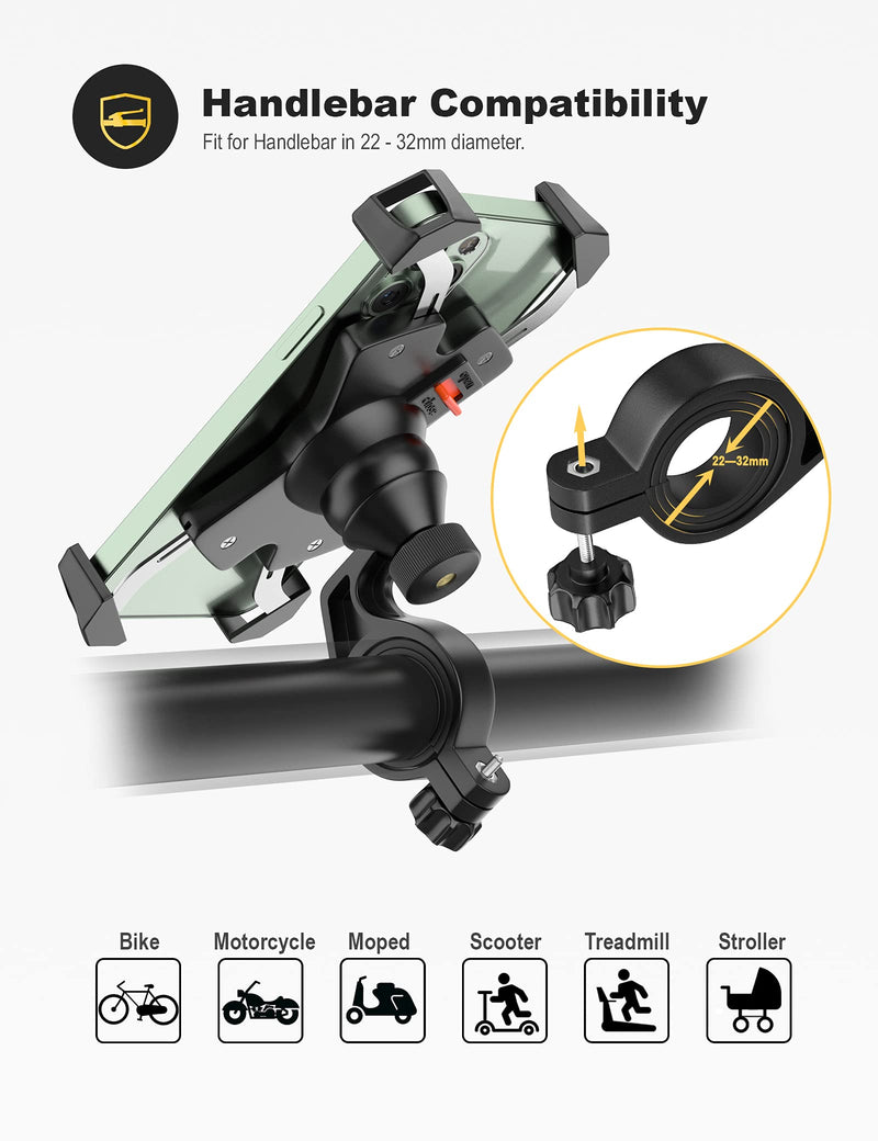 [Australia - AusPower] - Grefay Bike Phone Mount Metal Motorcycle Handlebar Phone Holder Scooter Phone Clamp for 4.0-7.0 Inch Smartphone with 360° Rotation 