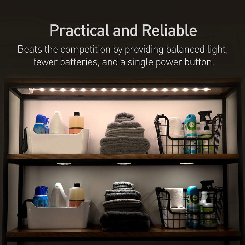 [Australia - AusPower] - POWER PRACTICAL Luminoodle Under Cabinet Lighting - Click LED Light Strip for Shelves, Kitchen Cabinets, & Furniture, 1-Pack Includes Power Button & Tape Adhesive - Daylight White (5000K) Daylight White, 1 Pack 