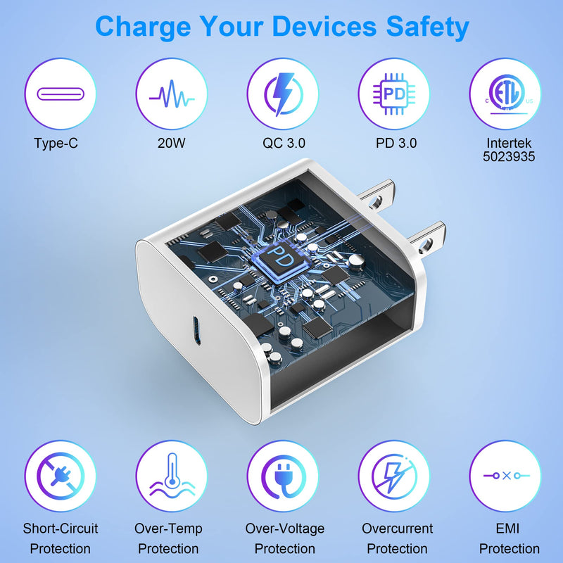 [Australia - AusPower] - Apple iPhone 14 13 Fast Charging Block 20W USB C Wall Charger Plug Blocks with PD 3.0 Type C Adapter for iPhone 14/14 Pro/14 Plus/14 Pro Max/13/12/11 Pro Max/Pro/Mini/Xs Max/XR/X, iPad Pro/(White) 