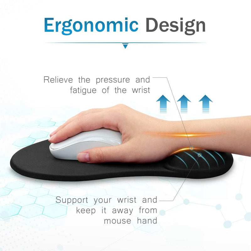 [Australia - AusPower] - JSD Gel Mouse Pad with Wrist Support Wrist Rests 10.00×9.25×1.3 inches (Black, 1 Pack) Black 1 Pack 