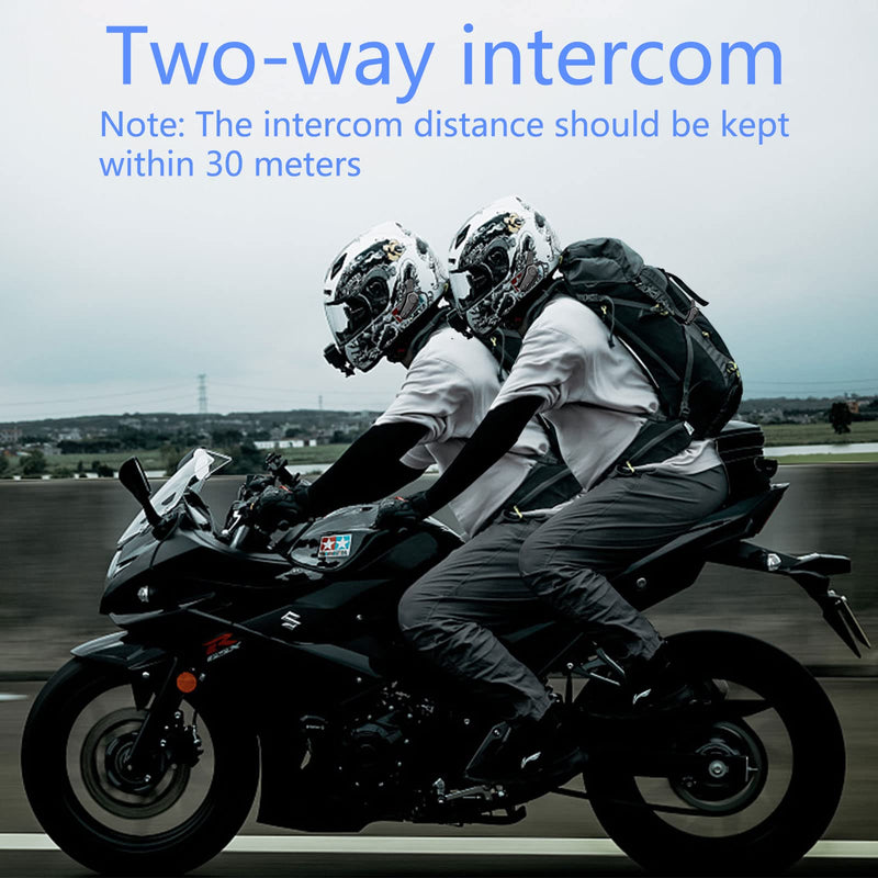 [Australia - AusPower] - Motorcycle Bluetooth Headset，Wipeeyes E1 Bluetooth Helmet Intercom Headset with CVC Noise Cancellation Stereo Music IPX6 Waterproof for Full face Helmet 