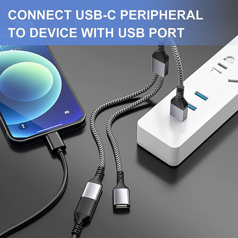 [Australia - AusPower] - USB Splitter Y Cable 1 FT (2-Pack), USB A Male to USB A Female Cable, USB Splitter Extension Cord Adapter, Dual Double USB Extender Hub Data Sync Charger Adapter for Laptop, Car, Xbox, PS4 - Gray 