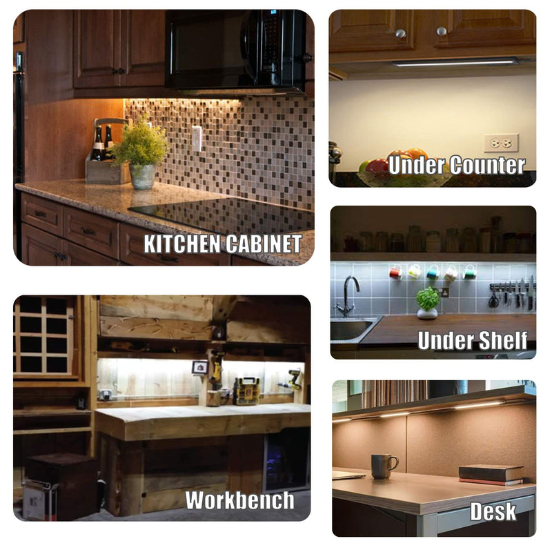 [Australia - AusPower] - LED Under Cabinet Lighting, Under Counter Lighting with Touch Activated and 33 LED Chips Plug-in LED Light Bar for Kitchen, Cupboard, Shelf, Closet (Warm Light 3000K) Black-3000k(warm Light) 