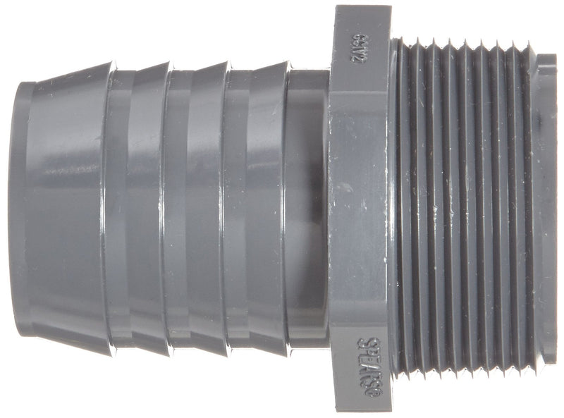 [Australia - AusPower] - Spears 1436 Series PVC Tube Fitting, Adapter, Schedule 40, Gray, 1-1/2" Barbed x NPT Male 1.5 Inch 