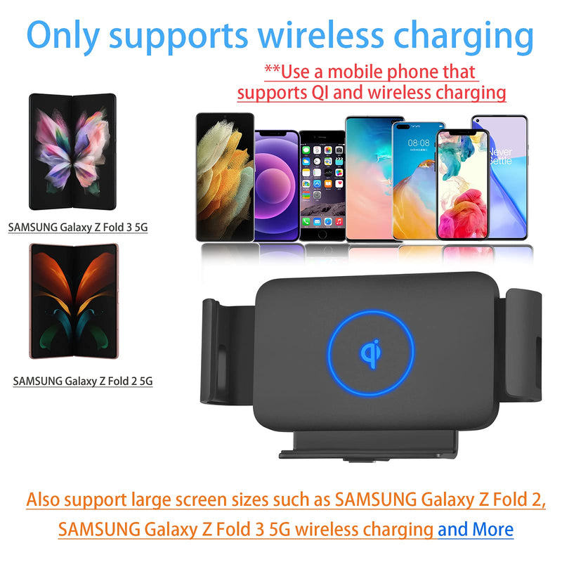 [Australia - AusPower] - Wireless Car Charger Mount Compatible for Samsung Galaxy Z Fold 3/Galaxy Z Fold 2/Fold/S22/S21,10W Fast Charging Car Phone Holder for iPhone 13 12 11 Pro Max, Auto Clamp Air Vent Galaxy Fold Car Mount 