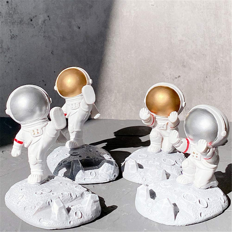 [Australia - AusPower] - Yatchen Unique Cute Cell Phone Stand Car Holder Cool Fun 3D Cartoon Astronaut Design Mobile Phone Tablet Bracket for Desk Compatible with All Smartphones for Children Gift Decor Home (Kick Silver) Kick Silver 