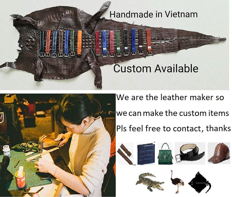 [Australia - AusPower] - Black Crocodile Leather Watch Band Alligator Watch Strap Compatible with Apple Watch Iwatch Smartwatch 38mm 40mm 41mm Vintage Leather Replacement Strap Series 7 6 5 4 3 2 1 Sport Handmade by Vietnamese AW-01-DE-SS 41mm/40mm/38mm 