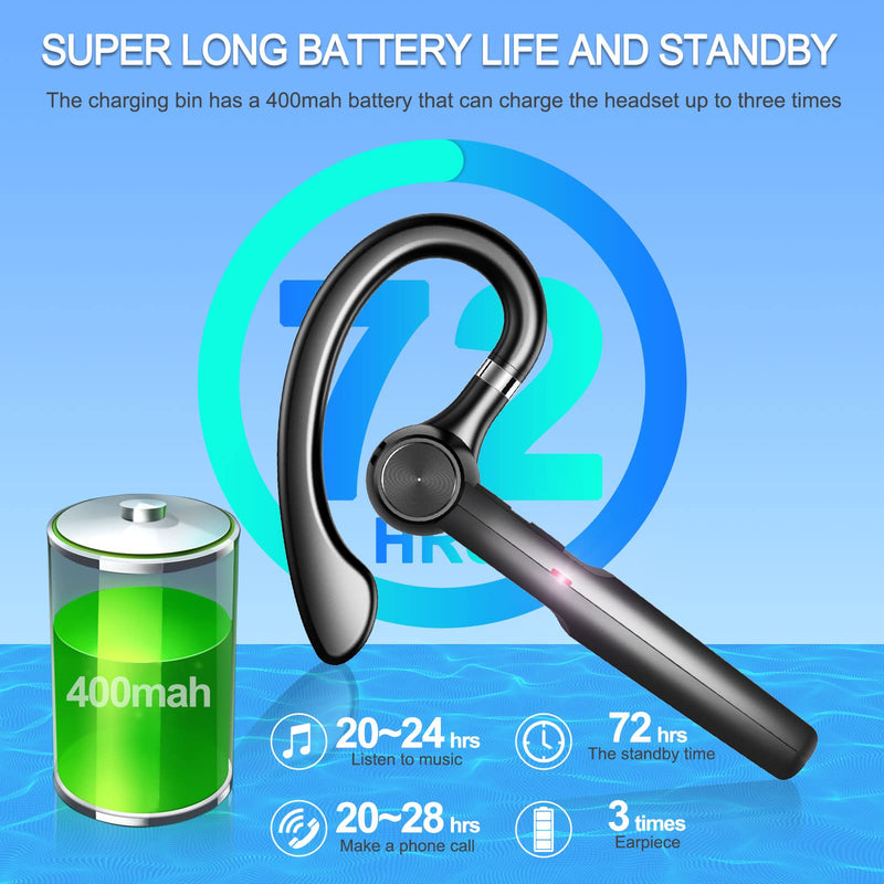 [Australia - AusPower] - Hsility Bluetooth Headset for Cell Phones 500Hrs Standby Time with LED Charging Case 270 Degrees Rotatable Mic Hands Free Touch Control and Bluetooth 5.1 Version 