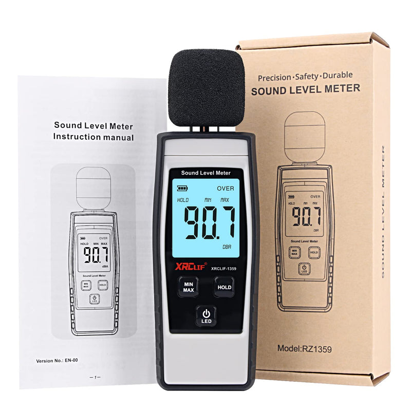 [Australia - AusPower] - Decibel Meter Sound Level Reader 30-130dB(A), Hand-held Sound Noise Meter, Digital Noise Meter Decibel Monitoring Tester Calibrated Audio Noise Volume Measuring Tool Type A 