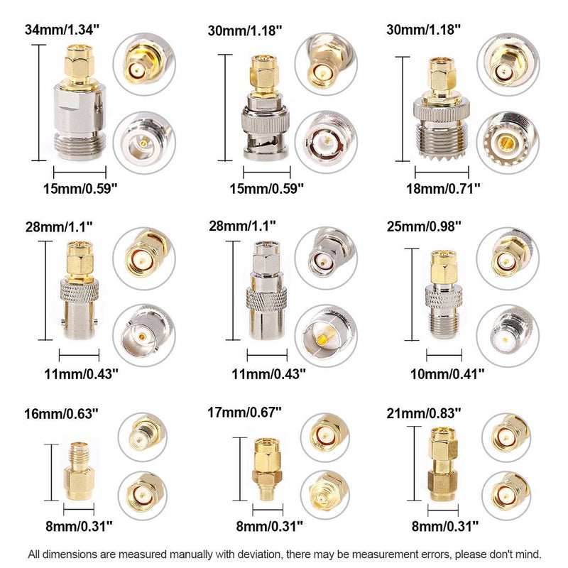 [Australia - AusPower] - Hilitchi 9 Pcs SMA to BNC RF Coaxial Coax Adapter BNC Male Female Coax Connector Kit 