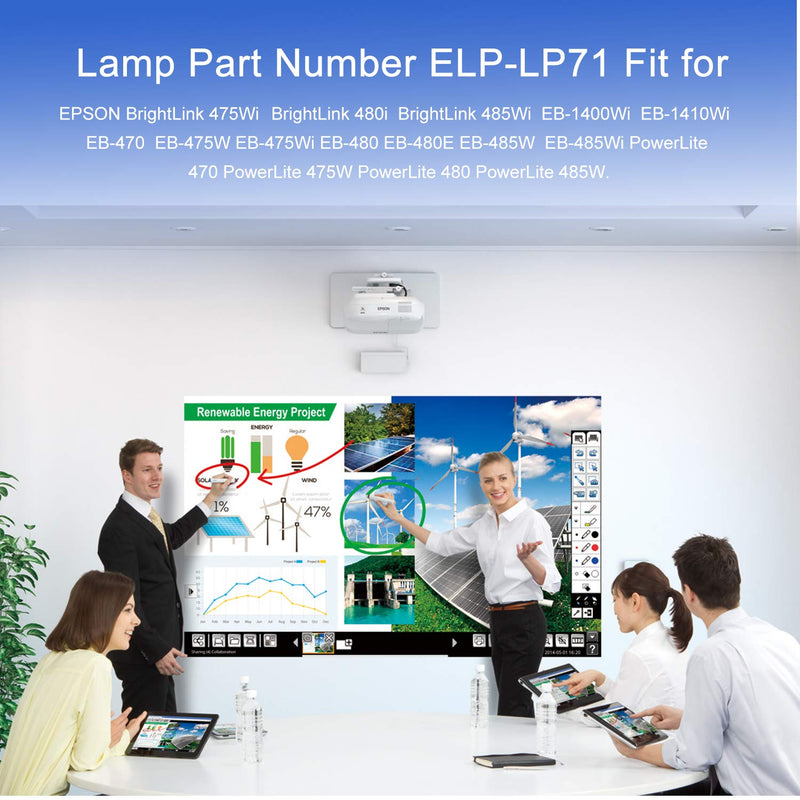 [Australia - AusPower] - Powerlite 480 Bulb for ELPLP71 V13H010L71 Epson brightlink 485wi brightlink 475wi powerlite 480 Projector Replacement Lamp with housing. 