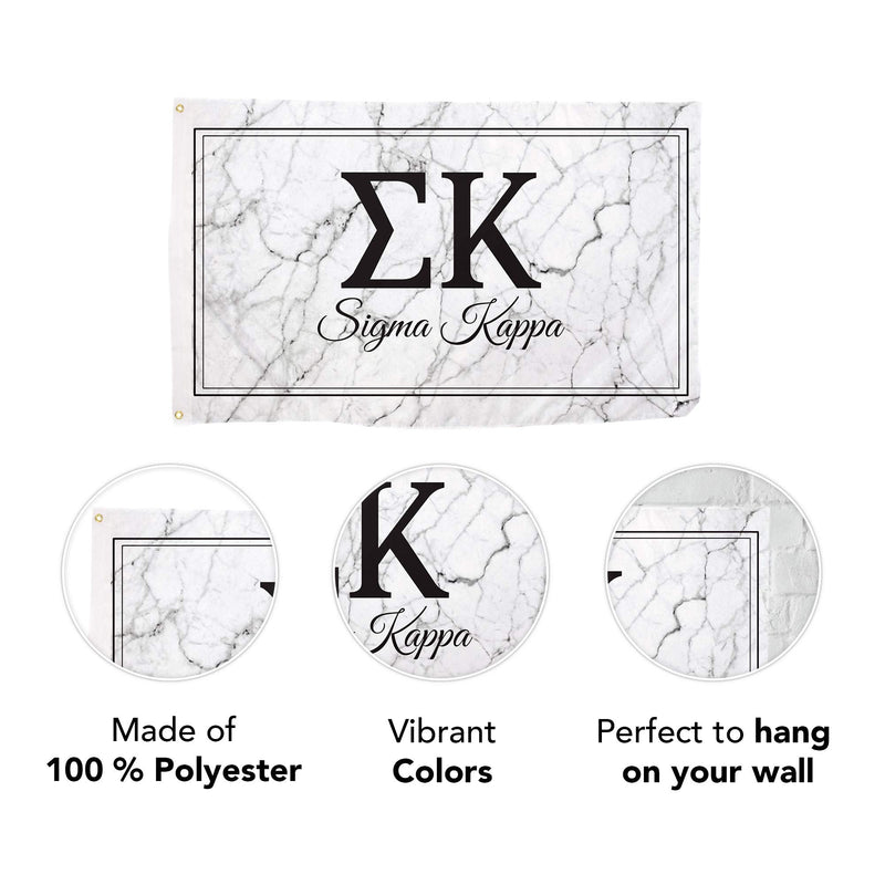 [Australia - AusPower] - Sigma Kappa Letter Sorority Flag Banner 3 feet x 5 feet Sign Decor Sig Kap (Flag - Marble Box) 