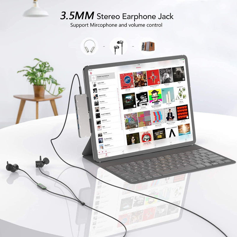 [Australia - AusPower] - USB C HUB for iPad Pro 11/12.9" 2021 2020 2018,Adapter for iPad Air 4,6 in 1 iPad Pro Hub with 4K HDMI,3.5mm Headphone Jack,2 USB3.0 Ports,USB C PD Charging&Data,USB C Earphone Jack 