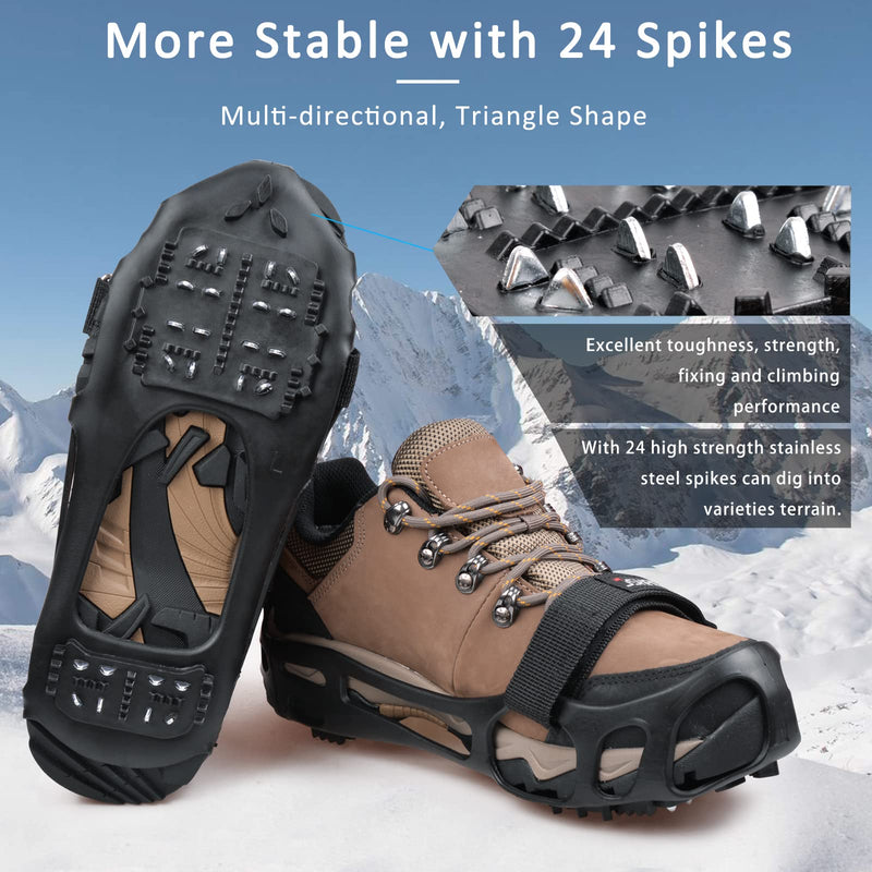 [Australia - AusPower] - Ice Cleats Snow Traction Cleats for Walking on Snow and Ice Women Men Winter Outdoor Anti Slip Spikes Crampons Ice Cleats for Hiking Snow Boots Shoes Medium(5.5-7 men/7-8.5 women) 
