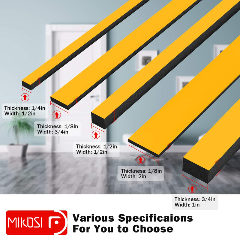 [Australia - AusPower] - Weather Stripping Door Seal Strip,High Density Foam Tape,Doors and Windows Insulation Soundproofing Weatherproof,Self Adhesive Rubber Weatherstrip Door Seal Strip (1/2''W X 1/2''T X 13'L) 1/2''W X 1/2''T X 13'L 