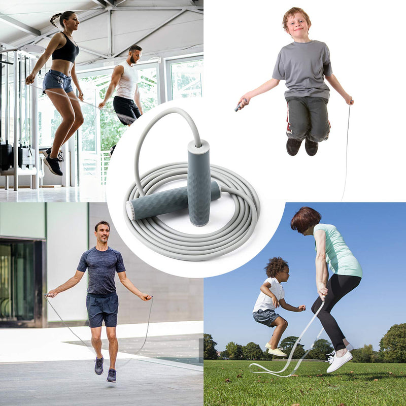 [Australia - AusPower] - Weighted Jump Rope Workout-1LB Professional Skipping Rope with Adjustable Length and Silicone Comfortable Grips,Heavy Jumpropes Adults Fitness Women Men,Cardio Boxing Endurance Training Exercise Gray 