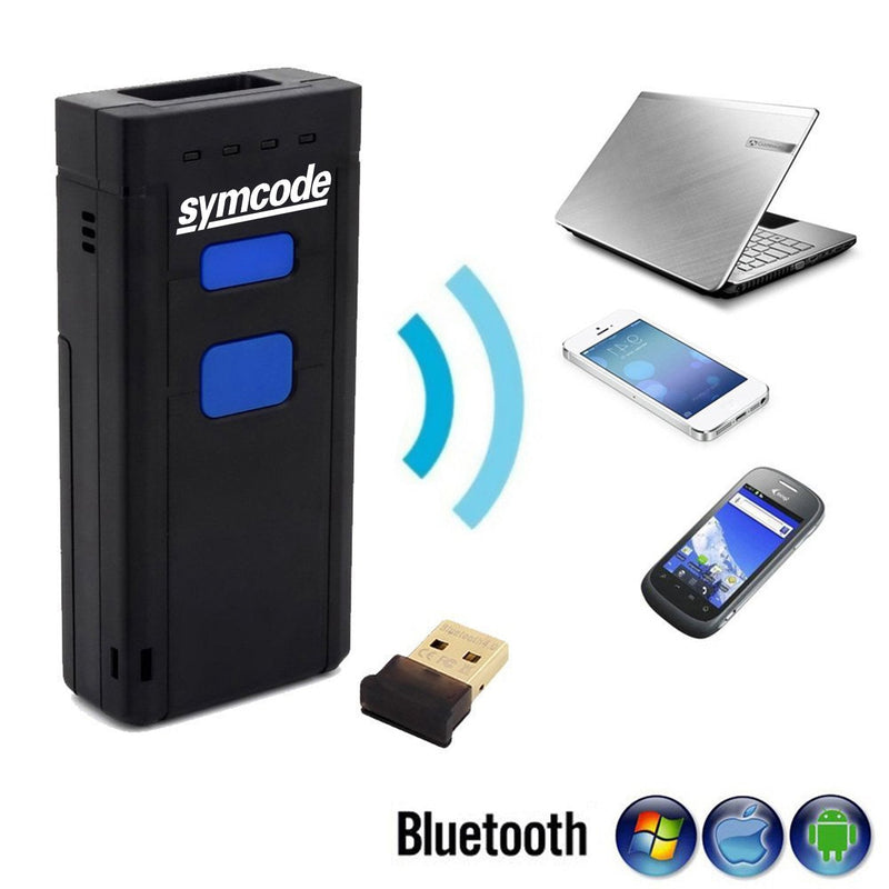 [Australia - AusPower] - Symcode Bluetooth Wireless Barcode Scanner,Compatible with Bluetooth Function & 2.4GHz Wireless, Portable Barcode Reader Work with Windows, Mac,Android, iOS Phones, Tablets or Computers 