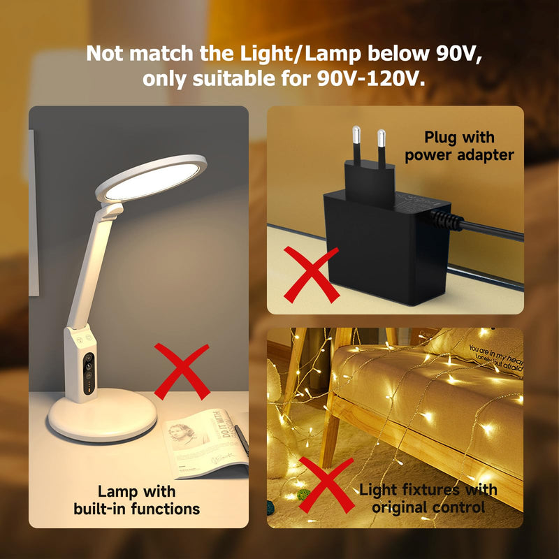 [Australia - AusPower] - Indoor dimmer and Timer switches for led Lights, Remote Control Light dimmer Switch Plug in,100FT Range for Dimmable Bulb/Table Lamp String Lights 90V-120V 