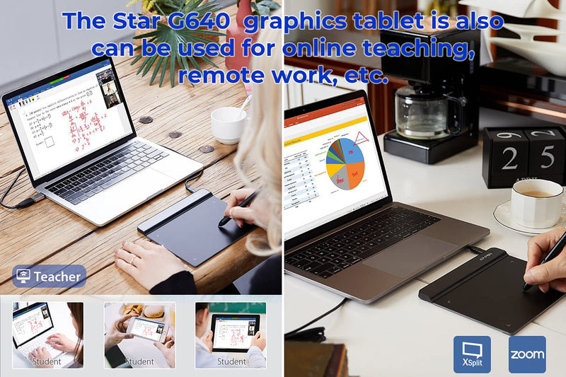 [Australia - AusPower] - Drawing Tablet XP-PEN StarG640 Digital Graphics Tablet 6x4 Inch Ultrathin Tablet with 8192 Levels Battery-Free Stylus Pen Tablet for Mac, Windows and Chromebook (Drawing and E-Learning/Online Classes) 