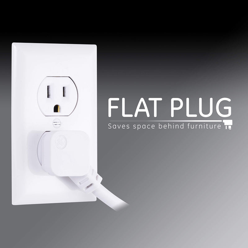 [Australia - AusPower] - GE 6-Outlet Surge Protector, 4 Ft Extension Cord, Power Strip, 800 Joules & 3-Outlet Extender Sur Protector with 2 USB Ports, Charging Station, Wall Tap, Protected Indicator Light White 1 Pack Power Strip + 3-Outlet Extender Sur Protector 