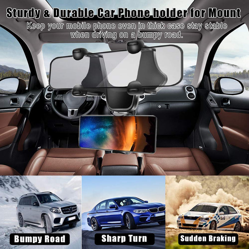 [Australia - AusPower] - Phone Car Holder Rear View Mirror Phone Mount Car Phone Holder Mount Eye Level Safe Viewing Universal Cell Phone Automobile Cradles Fit with All Cell Phones 