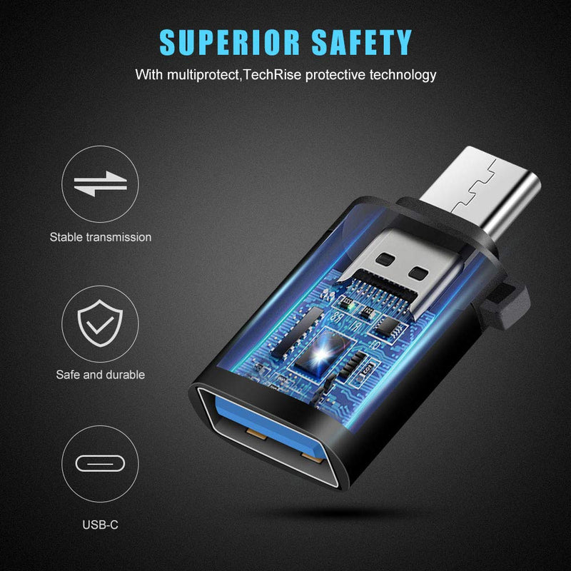 [Australia - AusPower] - USB C Adapter 4Pack Micro USB to USB C Adapter USB C to USB-A USB C to USB Converter Type c Adapter OTG USB Type C Adapter Portable Key Fob for Huawei Mate Galaxy LG 4usb type c kit 