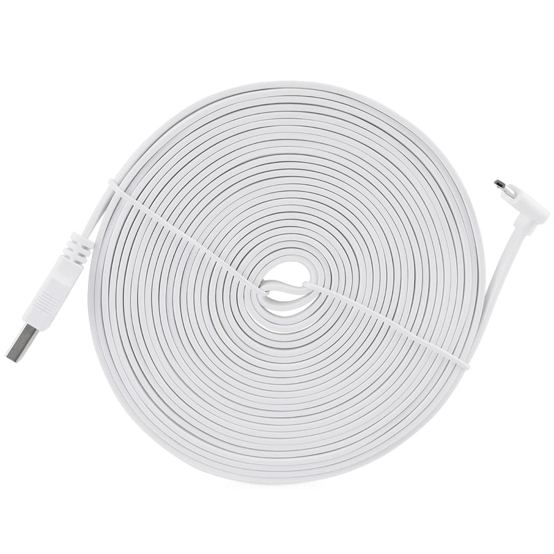 [Australia - AusPower] - LEFXMOPHY Power Cord for WYZE Cam Pan V3 90 Degree L-Shape Connector 20ft Micro USB Right Angle White Extension Charging Cable 
