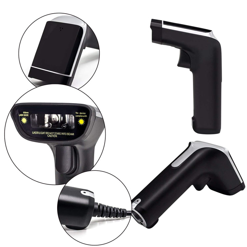 [Australia - AusPower] - Symcode Barcode Scanner,USB Wired Handheld Laser Bar Code Scanner Reader Black 