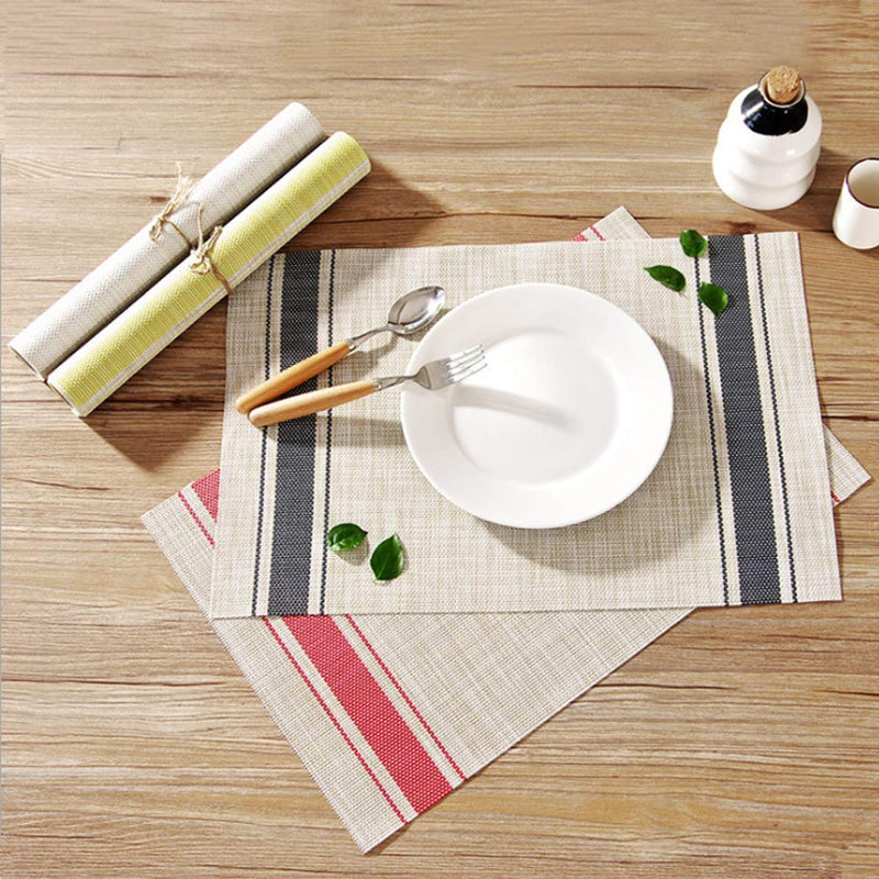 [Australia - AusPower] - YOSICHY Table Mats Set of 4 Crossweave Woven Vinyl Placemats Heat Resistant Non-Slip Kitchen Placemats for Dining Table Washable Easy to Clean(Blue) C-blue 