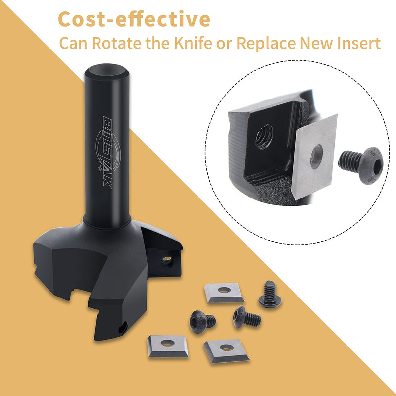 [Australia - AusPower] - CNC Spoilboard Surfacing Router Bit, 1/2" Shank 2" Cutting Diameter, Insert Carbide Slab Flattening Router Bit Planing Bit Wood Planer Bit by BINSTAK Matte 