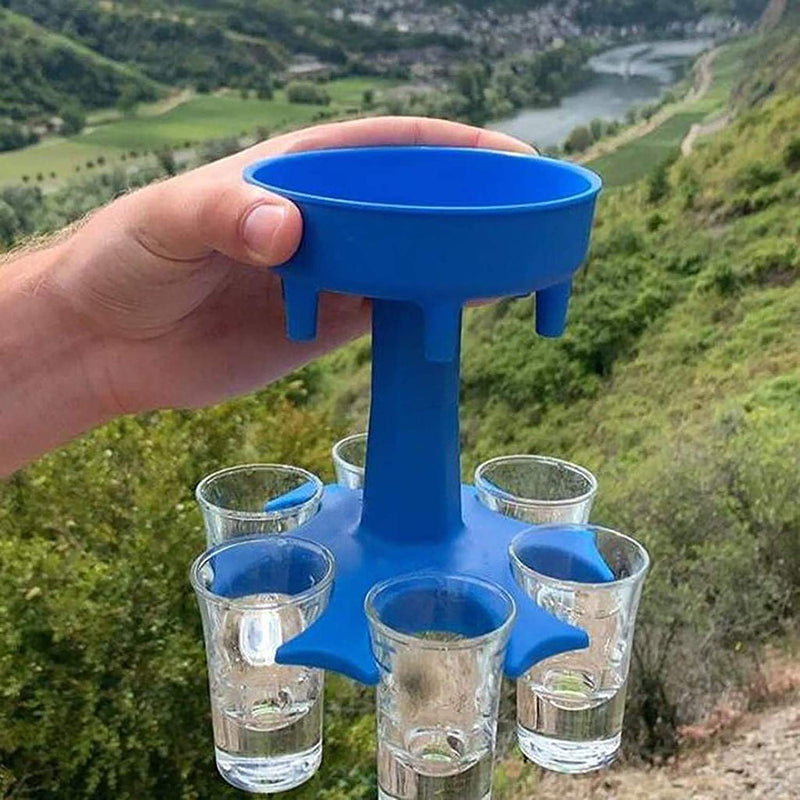 [Australia - AusPower] - 6 Shot Glass Dispenser and Holder, Dispenser for Filling Liquids with 6 Pcs 1.2oz Acrylic Cup for Bar Shot, Wine, Cocktail and Whiskey Dispenser Blue 