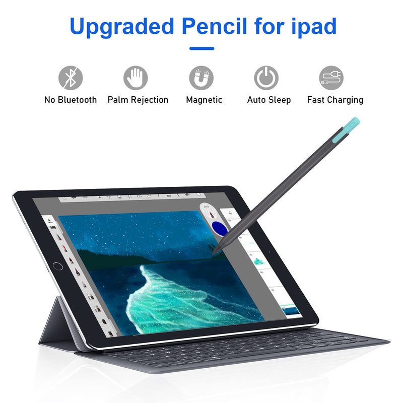 [Australia - AusPower] - Stylus Pen for iPad with Palm Rejection, Tilt Support, Magnetic, Rechargeable Pencil for 2018-2022 Apple iPad Pro 12.9/11 Inch, iPad Air 3rd/4th/5th, iPad 6/7/8/9th, iPad Mini 5/6th Generation Grey 