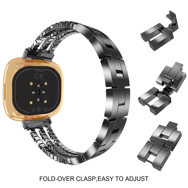[Australia - AusPower] - Libbyer Bling Rhinestone Band Compatible with Fitbit Versa 3 / Fitbit Sense Strap,Replacement Metal Wristband Strap Accessories for Fitbit versa 3 Smartwatch Bracelet Women Girl Black 