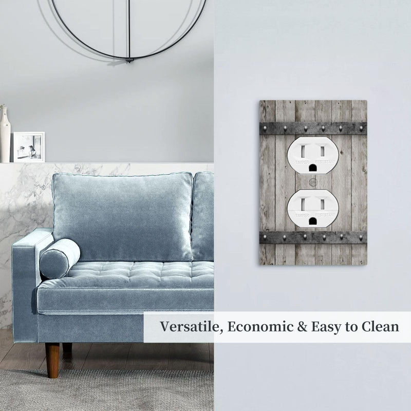[Australia - AusPower] - Outlet Cover 1 Gang Old Distressed Barn Door Gray Natural Grey Wood Grain Light Switch Cover Single Duplex Wall Plate Covers Switchplate Covers Electrical Faceplate For Country Bedroom Decor(2 PACK) 1 Gang Duplex(2 pack) 
