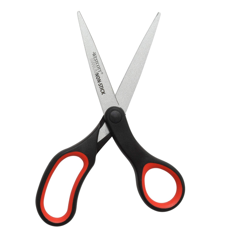 [Australia - AusPower] - Westcott 8" Titanium Non-Stick Scissors, 2-Pack, Black and Red 