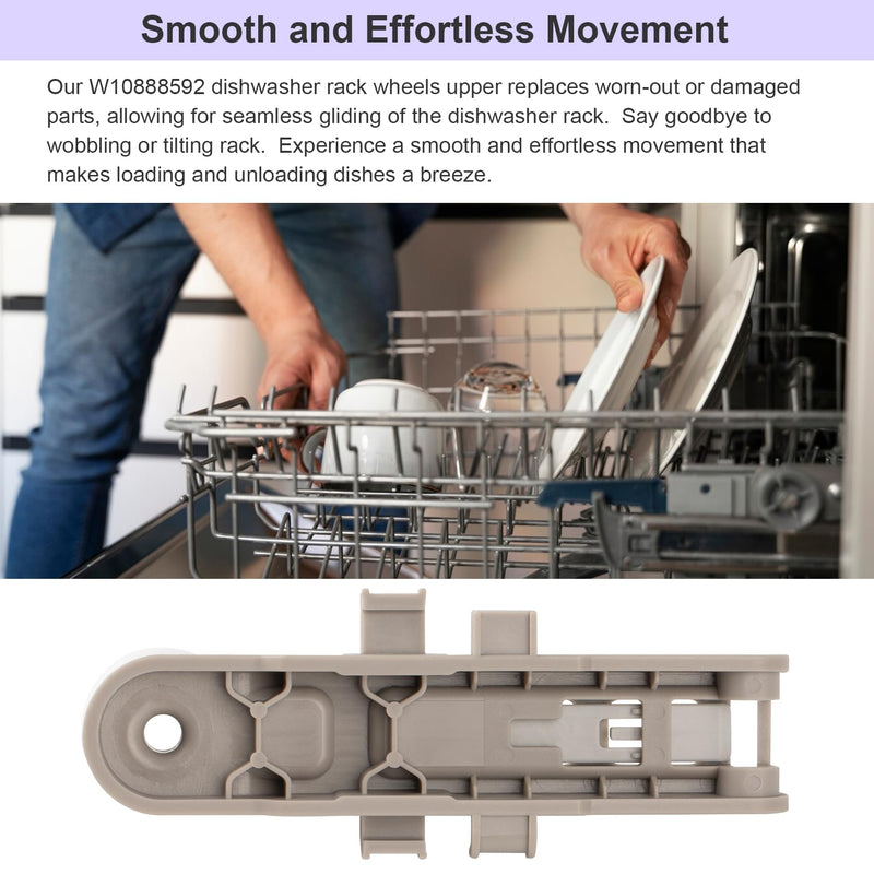[Australia - AusPower] - W10888592 Dishwasher Rack Wheels Compatible with Whirlpool Kenmore Maytag Dishwashers Upper Dishrack Roller Replaces 8575281 WP8575281 PS11769236 (4 Pack) 