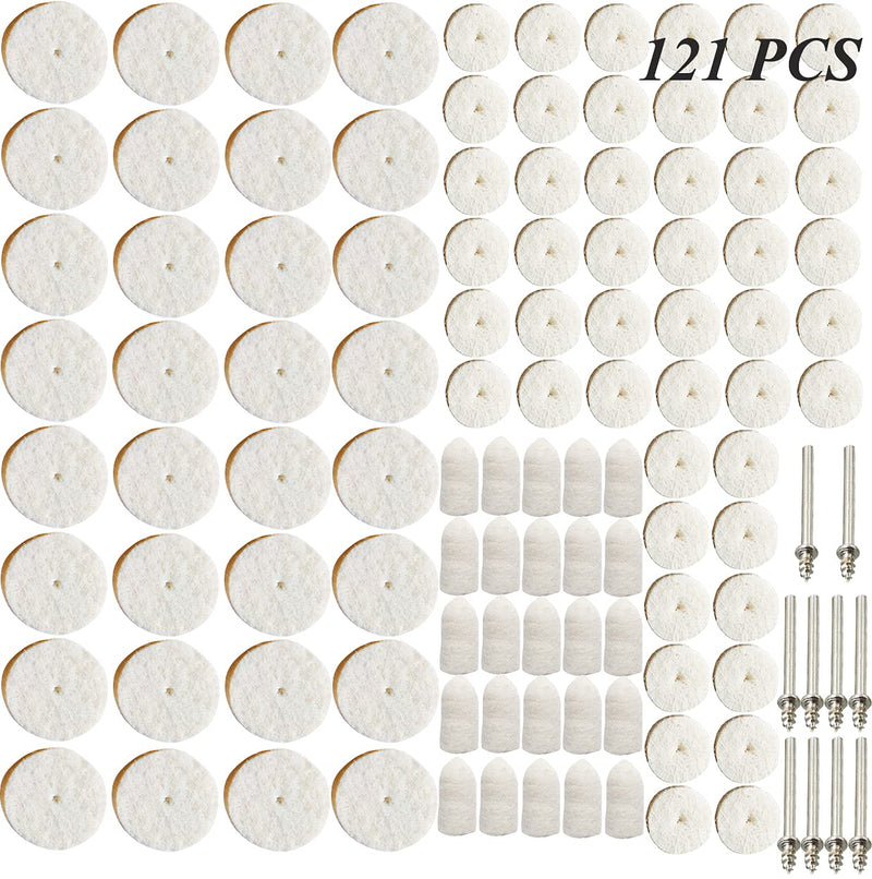 [Australia - AusPower] - 121pcs Wool Felt Polishing Buffing Wheel Pad Mandrel Mounted Grinding Accessories Attachment Rotary Tools Set for Dremel 121 pack Polishing Buffing Wheel 