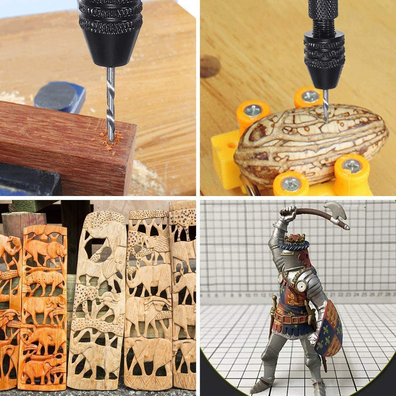 [Australia - AusPower] - MAEXUS Hand Drill Bits Set, Pin Vise Woodworking Hand Mini Drill for Model Resin Jewelry Walnut Amber Beeswax Olive Nut 26 Pcs 