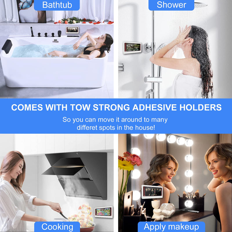 [Australia - AusPower] - Shower Phone Holder Waterproof Mount - Anti Fog High Sensitivity Touch Screen, Wall Mount Shower Phone Case for Bathroom, Compatible with Under 6.8 Inch Cell Phones White 