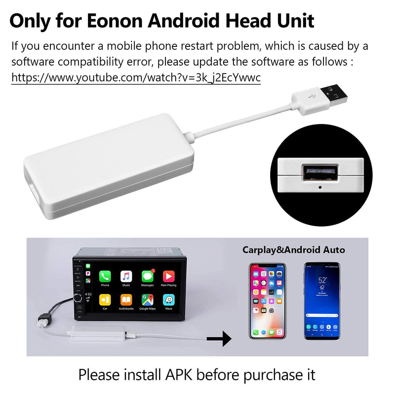 [Australia - AusPower] - Eonon A0585 USB Dongle Android Auto and Car Play Autoplay for Eonon Android 10/ 8.0/8.1/9.0 Car Radio GA93 Car Stereo and GA9465,GA9480A,GA9453,GA9463,GA9451,GA9449 Etc. 