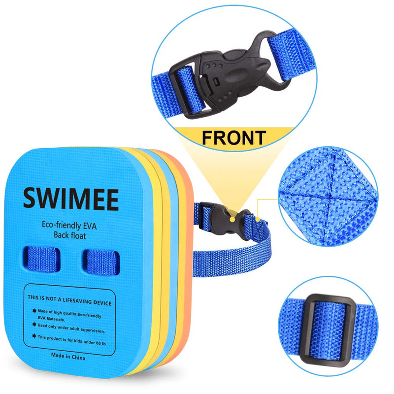 [Australia - AusPower] - Back Float Safety Swimming Bubble with Adjustable 3 Layers Swim Belts Waterproof Floaties Device for Kids Swimming Floats Secure Clip Buckle Swim Floaties for Swimming Beginners Sport Pool Lesson 