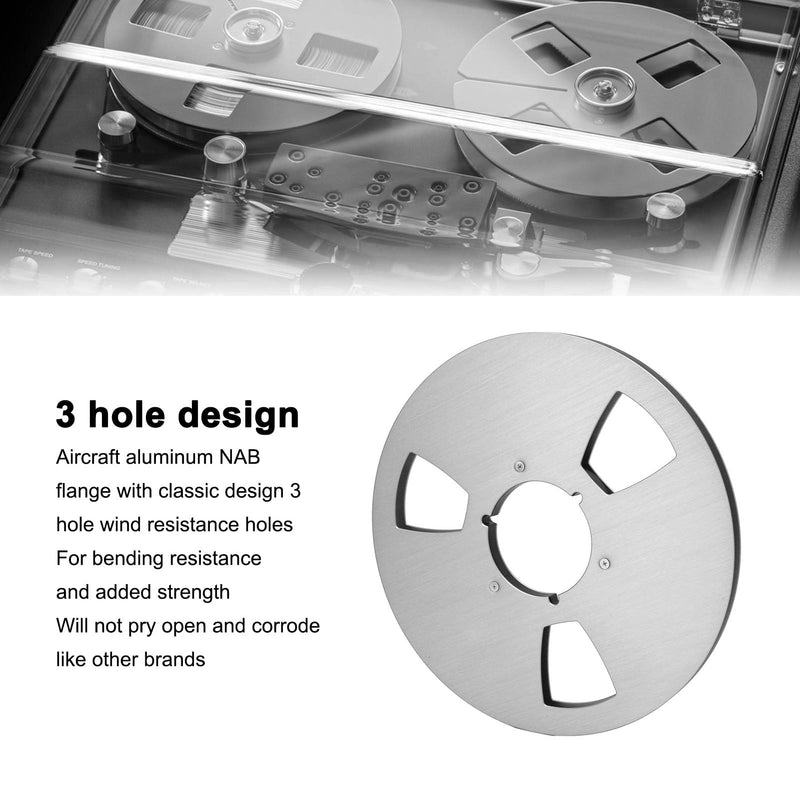 [Australia - AusPower] - Empty Take Up Reel, 3 Hole 1/4 10.5 Inch Empty Take Up Reel Universal Reel Tape Player Opening Machine Part (Silver) Silver 