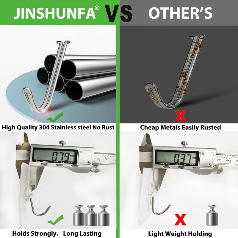 [Australia - AusPower] - JINSHUNFA Wall Hooks 13lb(Max) Transparent Reusable Seamless Hooks,Waterproof and Oilproof,Bathroom Kitchen Heavy Duty Self Adhesive Hooks,8 Pack 8 Hooks 