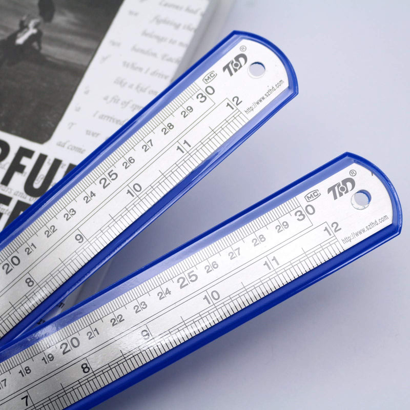 [Australia - AusPower] - THD Thickened stainless steel ruler 12 inch ruler, metal metric ruler,millimeter ruler, set ruler, measuring ruler(6 Pack) 
