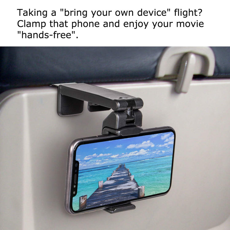 [Australia - AusPower] - Universal Airplane in Flight Phone Mount. Handsfree Phone Holder for Desk with Multi-Directional Dual 360 Degree Rotation. Pocket Size Travel Essential Accessory for Flying. US Patented and Protected. 1 Unit 