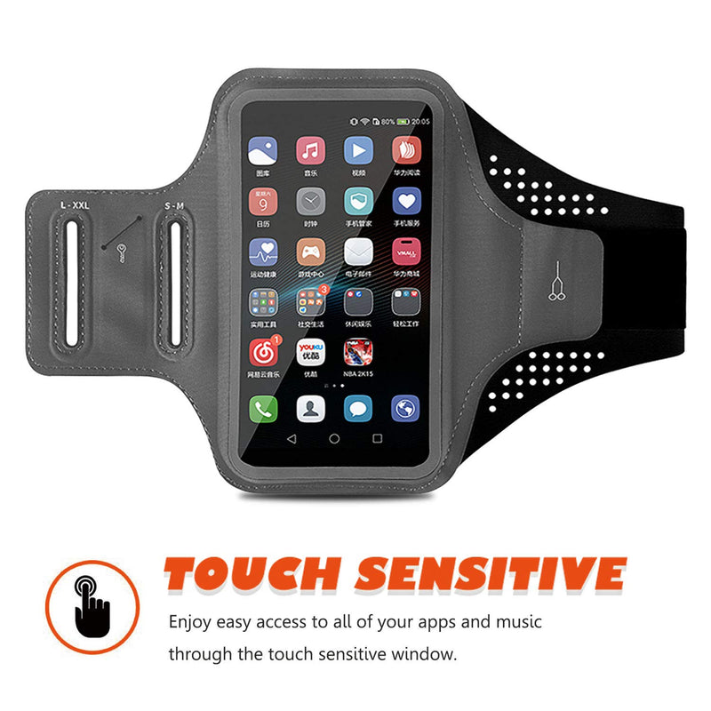 [Australia - AusPower] - MOVOYEE Armband for Cell Phone Running Armband iPhone Armband 13 12 11 Pro Max Xs Xr X 10 8 7 6 Plus SE Mini/Galaxy,Phone Armband Holder for Workout/Sport/Exercise/Fitness/Jogging/Gym Touch ID Sleeve 01 Grey-Black 