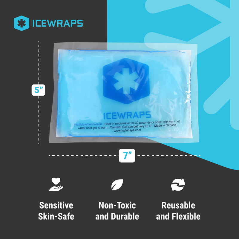 [Australia - AusPower] - ICEWRAPS 5”x7” Gel Ice Packs For Injuries - Reusable | Hot Cold Pack for Injuries, Pain Relief, and Migraines | Soft Ice Pack For Neck, Shoulder, and Knee | Flexible Gel Compress Ice Packs | Pack of 4 