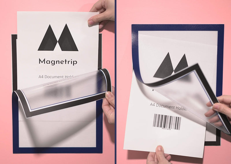 [Australia - AusPower] - Magnetrip Self-Adhesive A4 Magnetic Document Holder, 8.5x11 Sign Holder, Blue (4-Pack) 