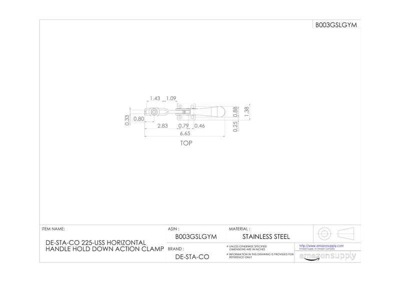 [Australia - AusPower] - DE-STA-CO 225-USS Horizontal Handle Hold Down Action Clamp 